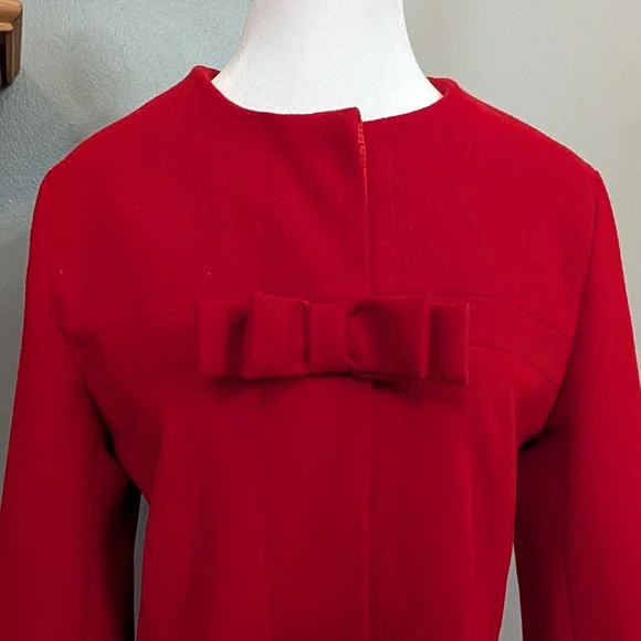 Ampersand Avenue Womens Red Coat With Bow Size Large - Picture 3 of 11